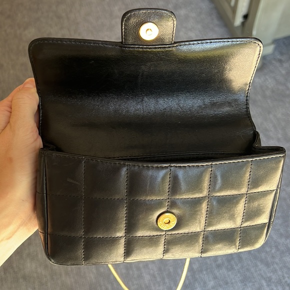 authentic CHANEL Lambskin Quilted Mini Rectangular Flap in Black - Picture 12 of 14